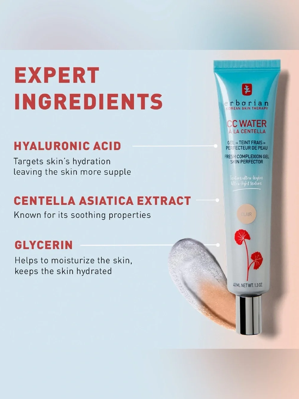Erborian CC Water Fresh Complexion Gel Skin Perfector CLAIR 1.3 oz - NIB